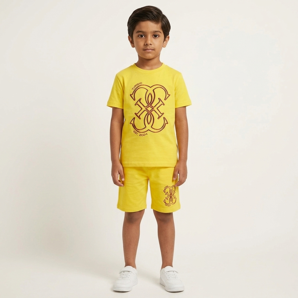 Turismo Bright Yellow Combo Set - flatlay on marble