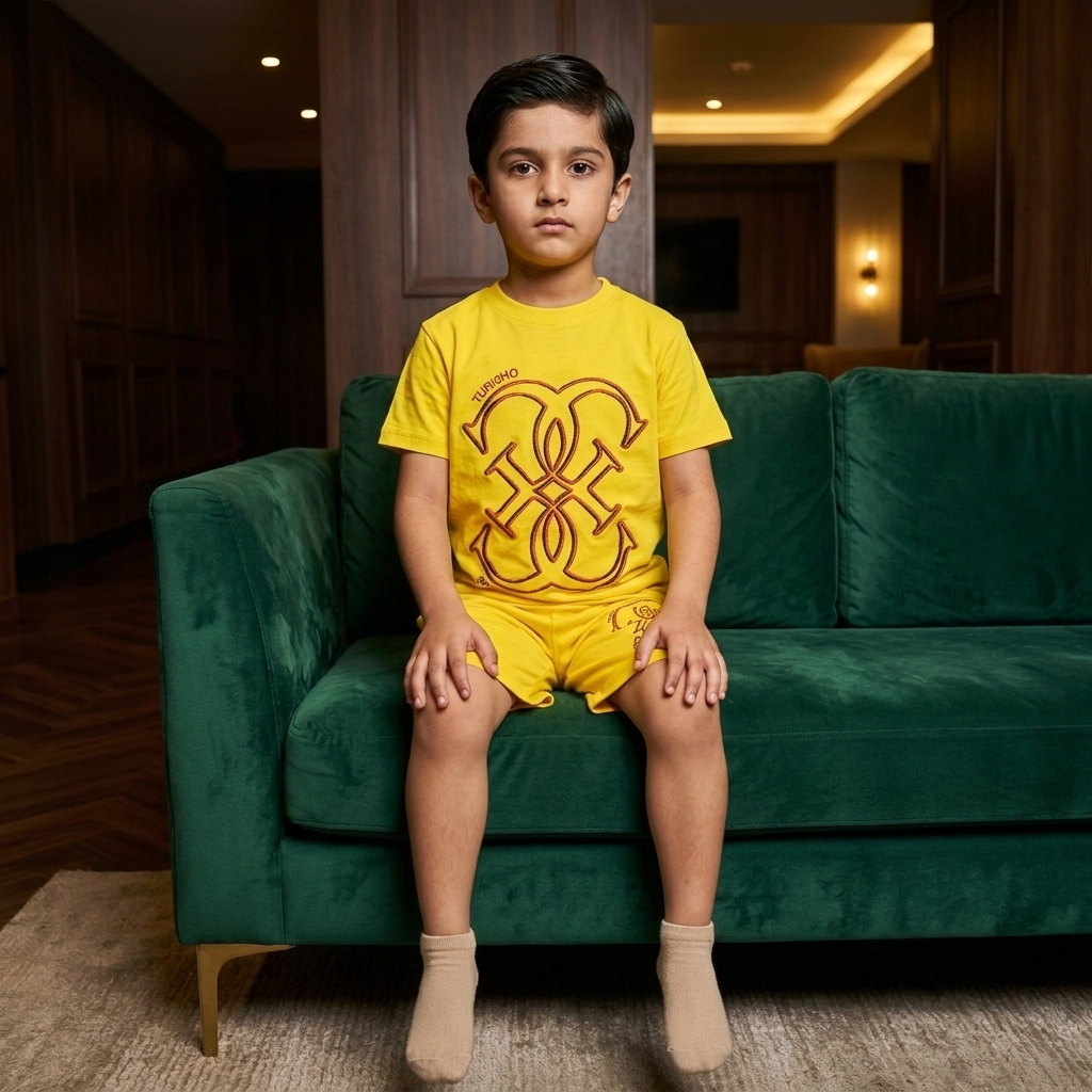 Turismo Bright Yellow Combo Set - boy seated on sofa