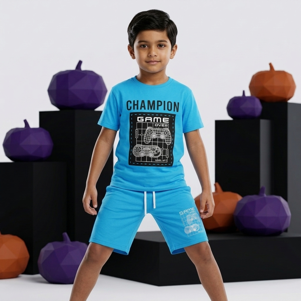 Champion Light Blue Kids Combo Set flat lay