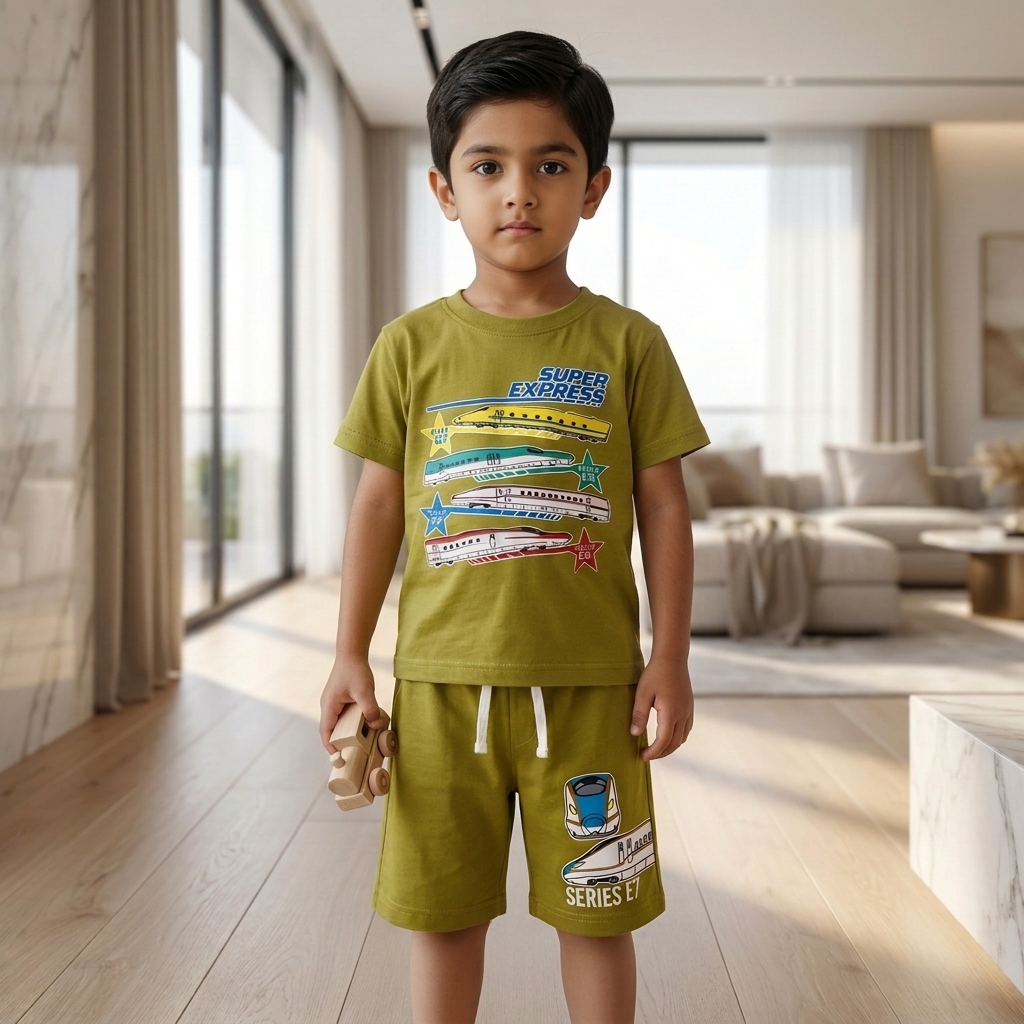 Super Express Olive - Boy standing indoors