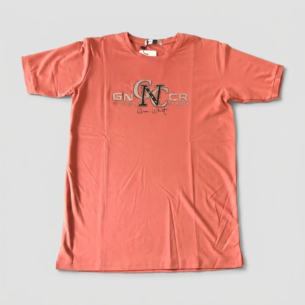 GN NC CR Kids T-Shirt Peach – Flat lay product shot