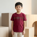 ZL Kids T-Shirt Maroon – Young boy wearing tee, lifestyle shot