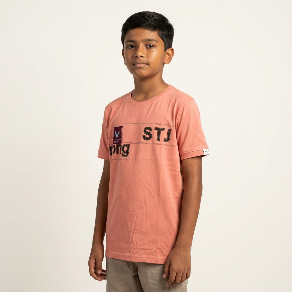 STJ Rong Kids T-Shirt in Peach - flat lay