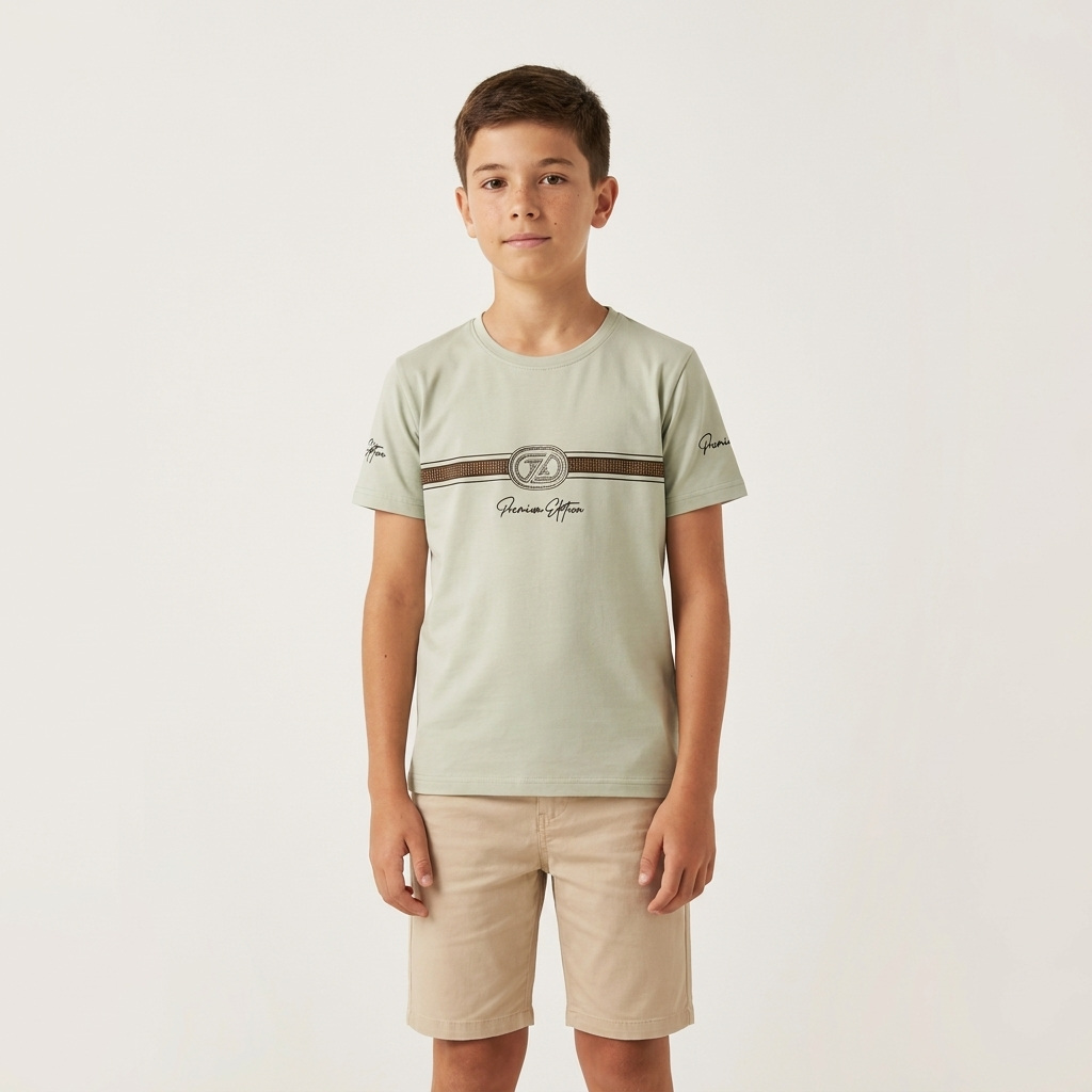 ZL Premium Edition Kids T-Shirt Mint – Older boy wearing tee, front view
