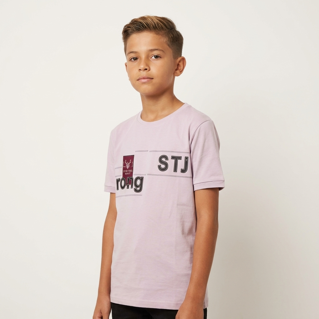 STJ Rong Kids T-Shirt Lavender – Flat lay product shot