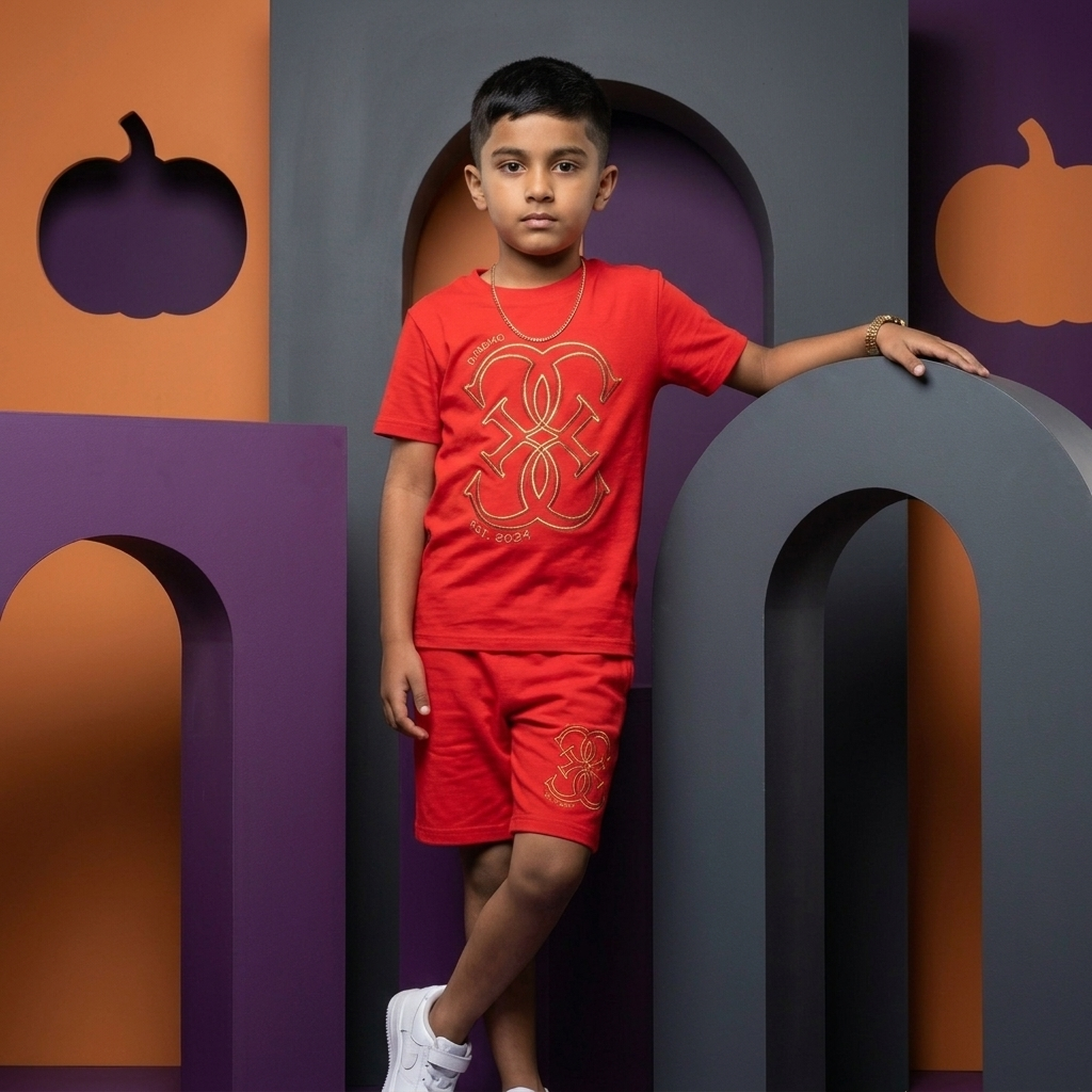 Turismo Kids Combo Set Bright Red - Flat lay product shot on marble surface